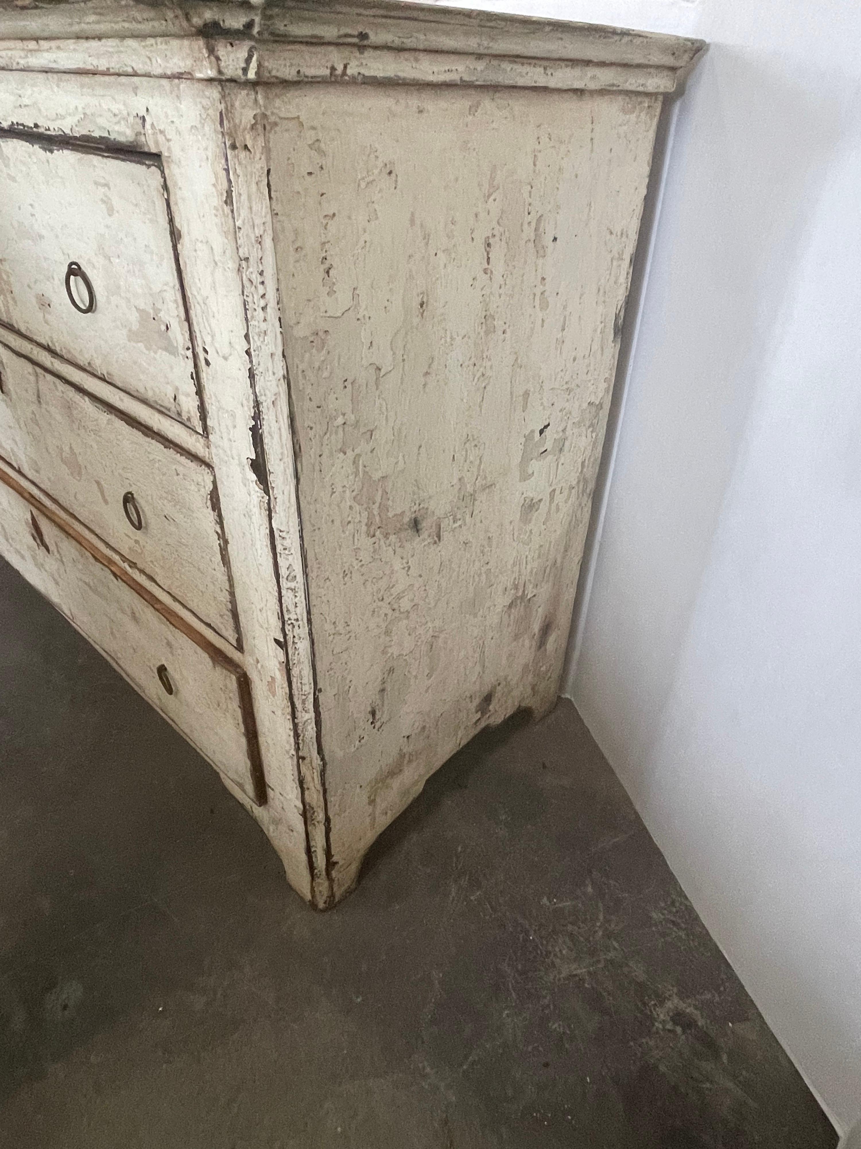 Spanish Painted Three Drawer Chest Made From Reclaimed 19th Century Wood 3
