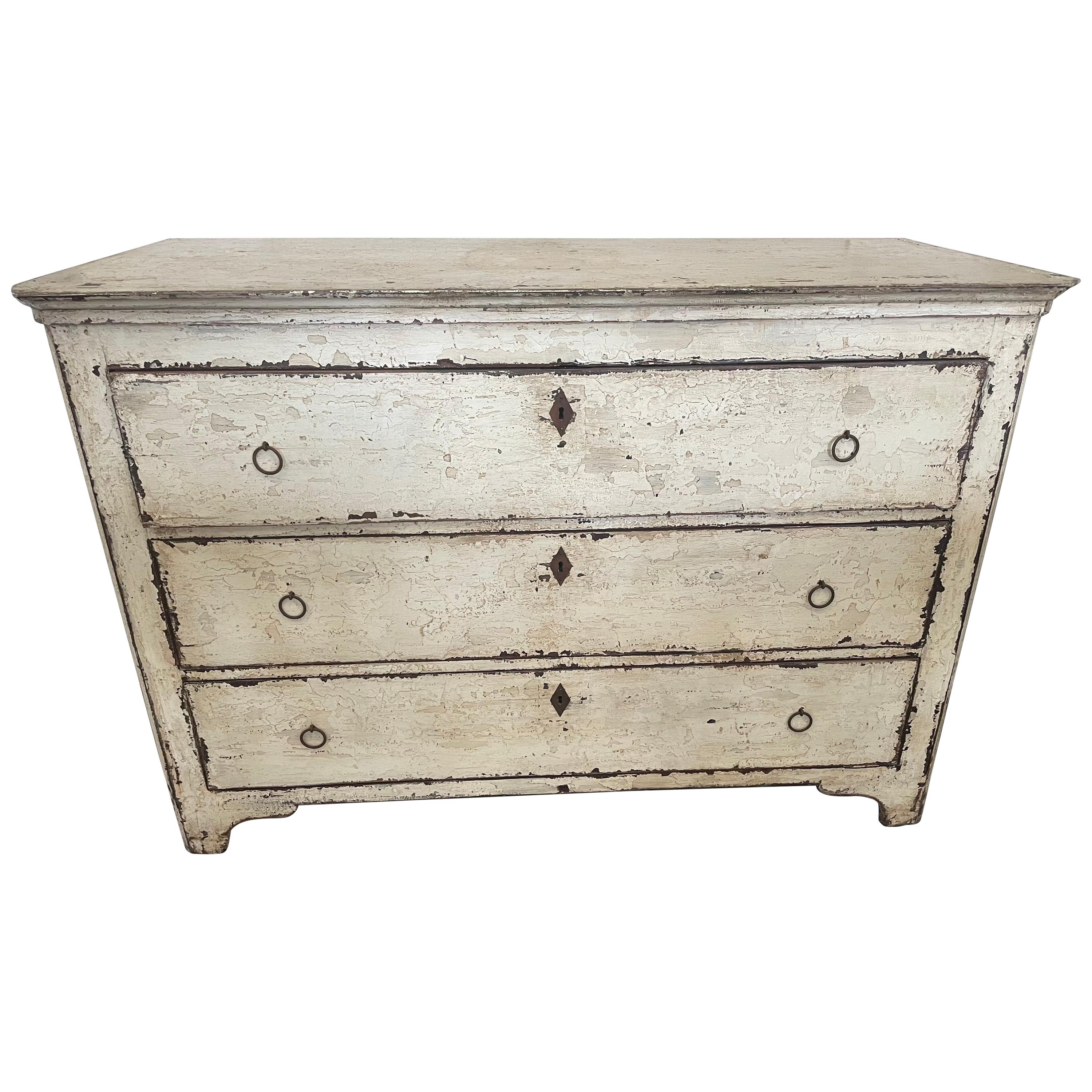 Spanish Painted Three Drawer Chest Made from Reclaimed 19th Century Wood For Sale