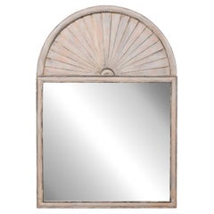 Spanish Painted Wood Mirror w/Fan-Carved Crest Top 'Gray Color'