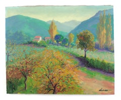 Spanish Painting Countryside Landscape Oil on Canvas, Signed