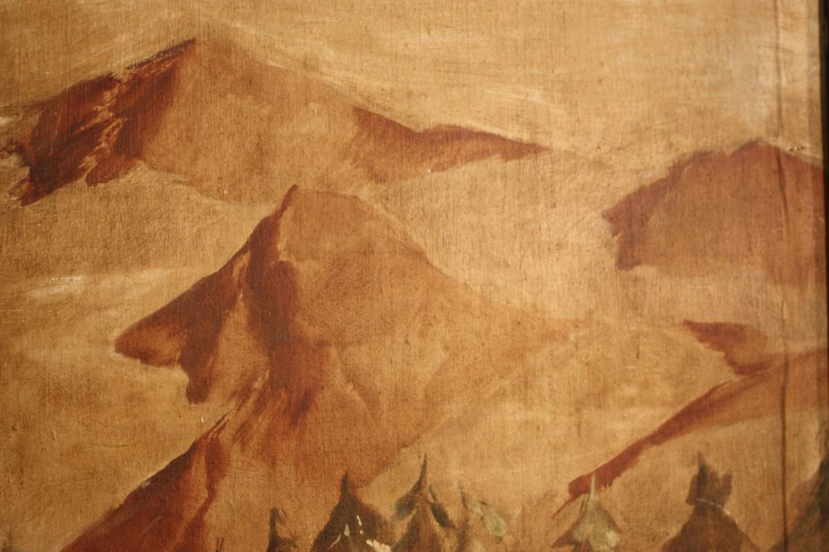 Spanish Painting Depicting a Mountain Landscape from the 19th Century For Sale 10