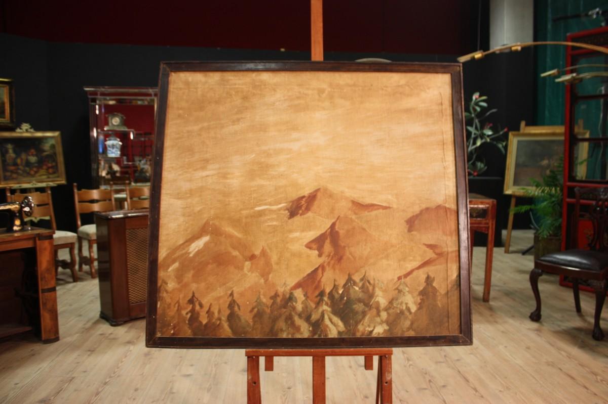 Spanish painting oil on canvas applied on panel from the late 19th century. Painting depicting a mountain landscape of great decoration. Work that is part of a collection consisting of 5 paintings by the same author. Possibility of buying the