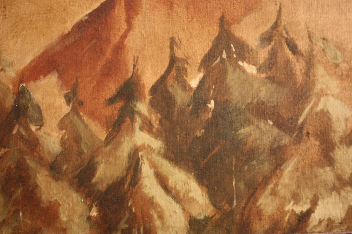 Spanish Painting Depicting a Mountain Landscape from the 19th Century In Good Condition For Sale In London, GB