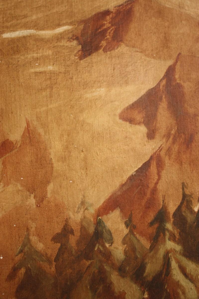 Spanish Painting Depicting a Mountain Landscape from the 19th Century For Sale 1