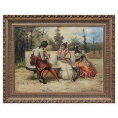 Quadro spagnolo ad olio su tela con personaggi andalusi