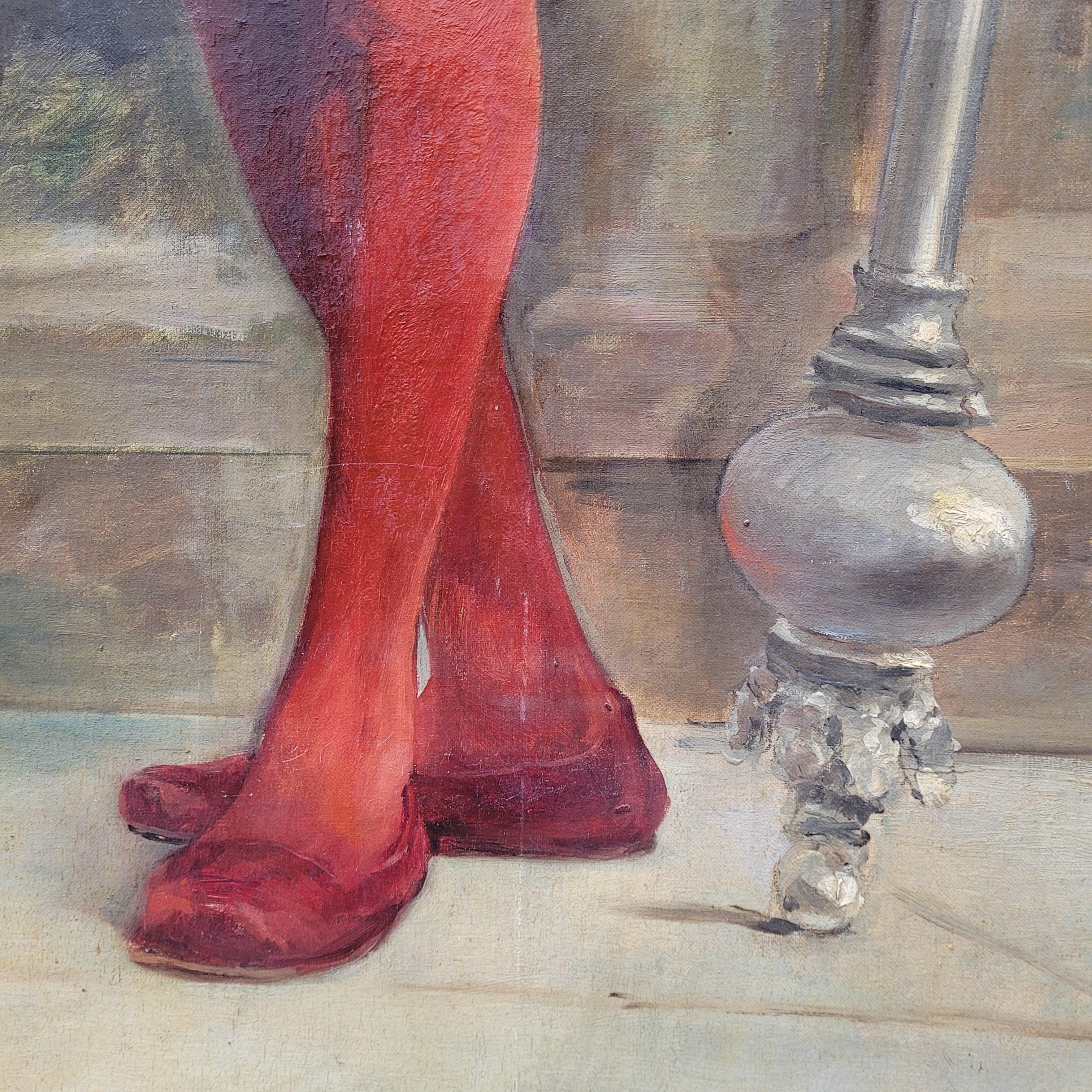 Spanish Painting Portrait“Castilian Macebearer”José Alcázar Tejedor Roma school For Sale 4