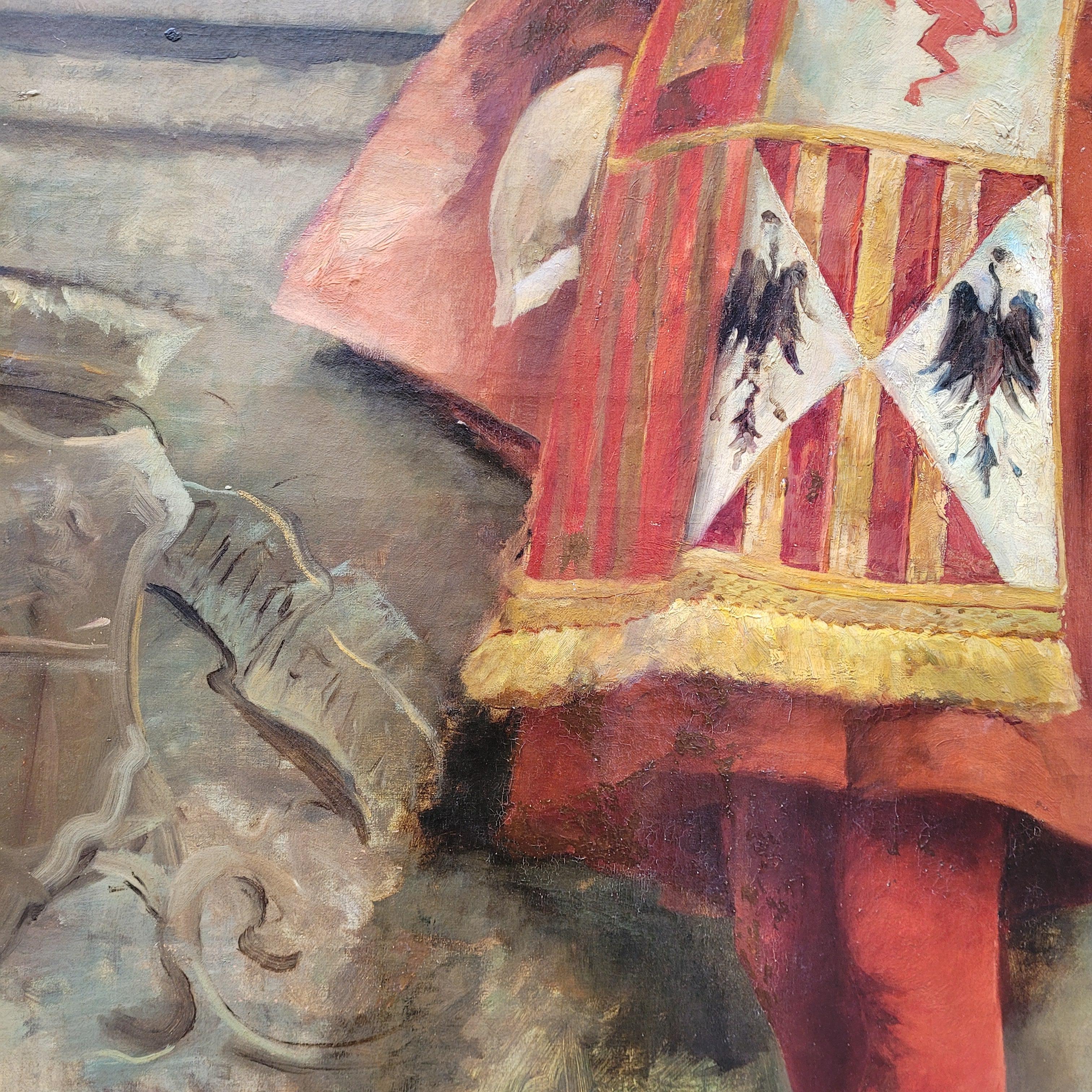 Spanish Painting Portrait“Castilian Macebearer”José Alcázar Tejedor Roma school For Sale 5