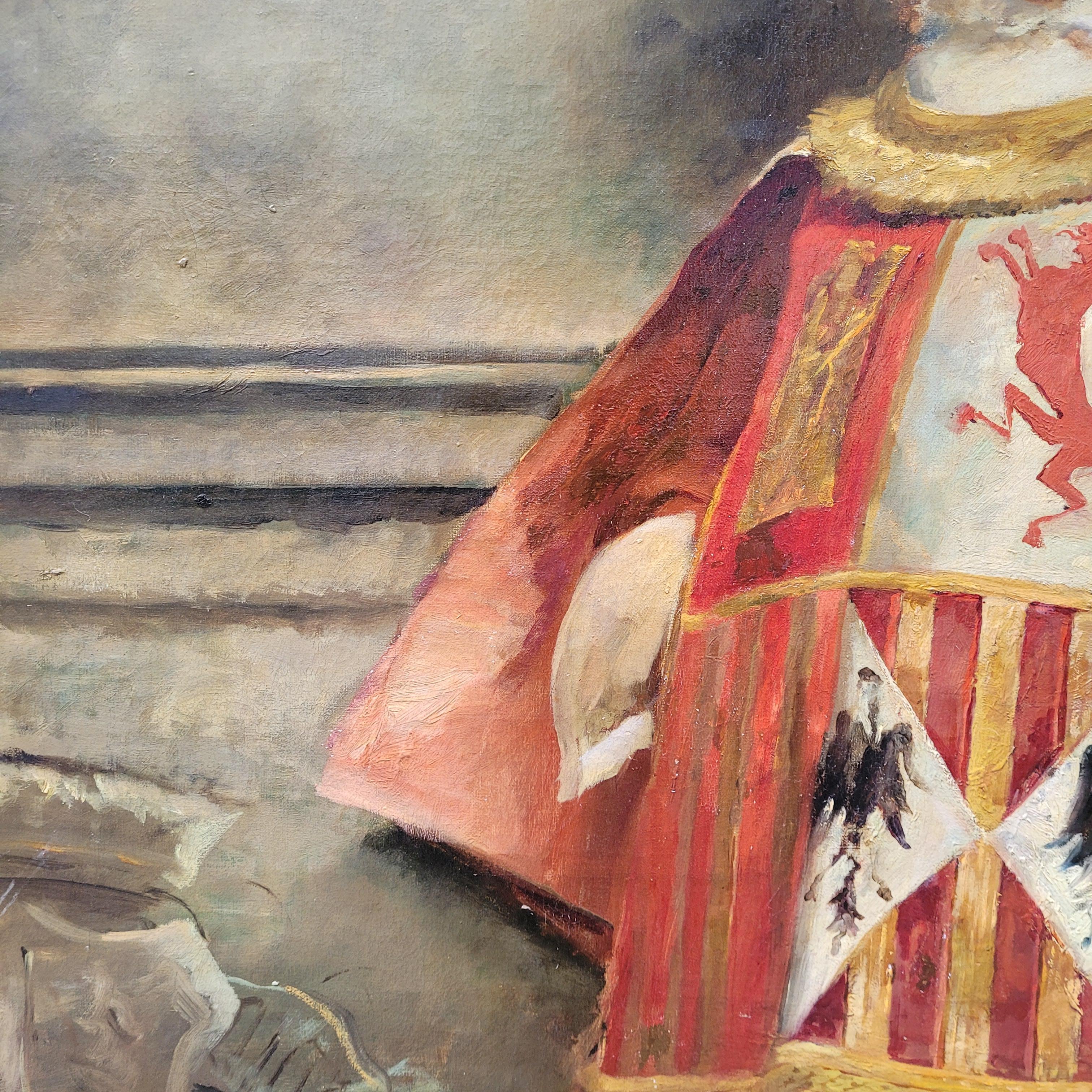 Spanish Painting Portrait“Castilian Macebearer”José Alcázar Tejedor Roma school For Sale 9