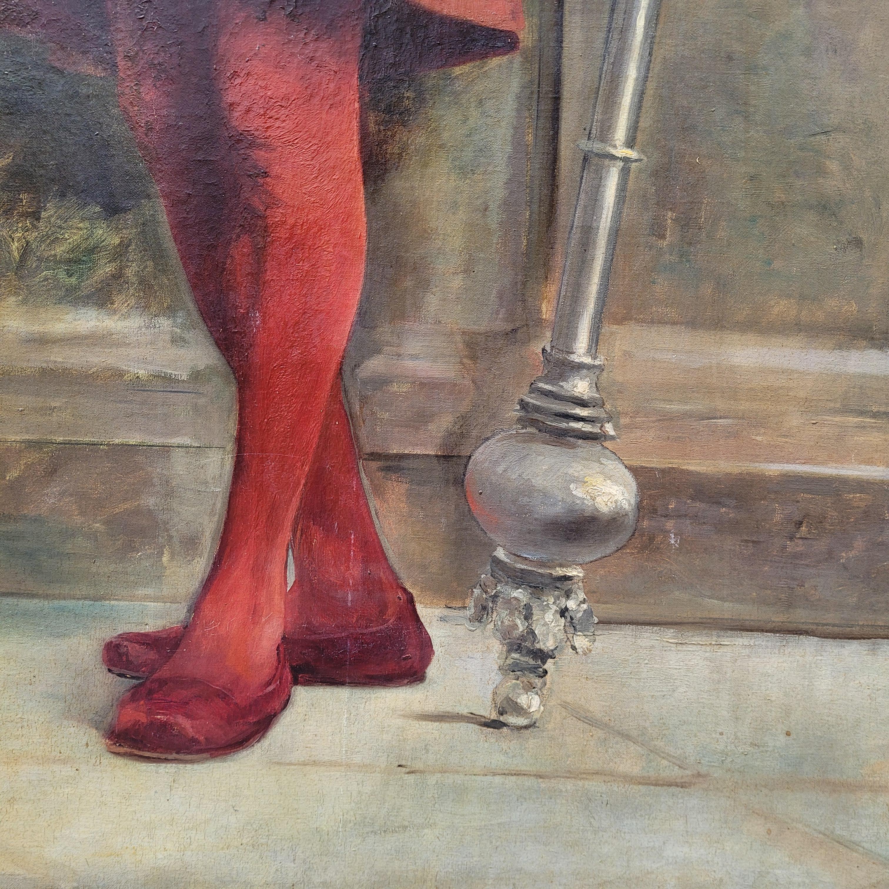 Spanish Painting Portrait“Castilian Macebearer”José Alcázar Tejedor Roma school For Sale 1