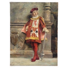 Ritratto di pittura spagnola "Il mazziere castigliano "José Alcázar Tejedor Scuola di Roma