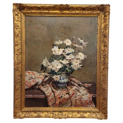 Spanish Painting white daises Josep Puigdengolas Barella 1971 Spanish Painting white daises Josep Puigdengolas Barella 1971