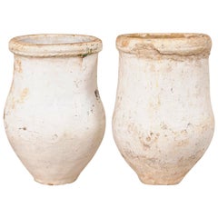 Antique Spanish pair of 19th Century Clay Vessels, Approximately 21" Tall