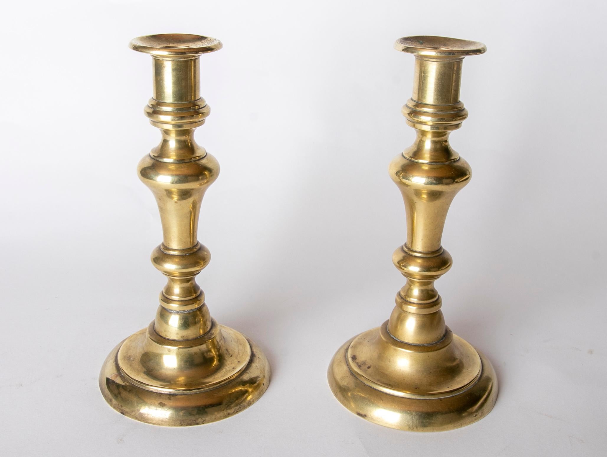 Spanish Pair of Bronze Candlesticks  For Sale 8