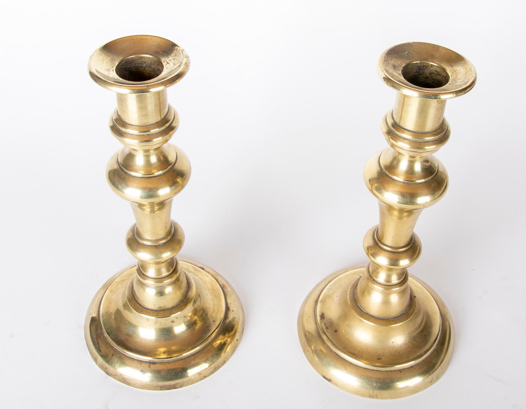 Spanish Pair of Bronze Candlesticks  For Sale 9