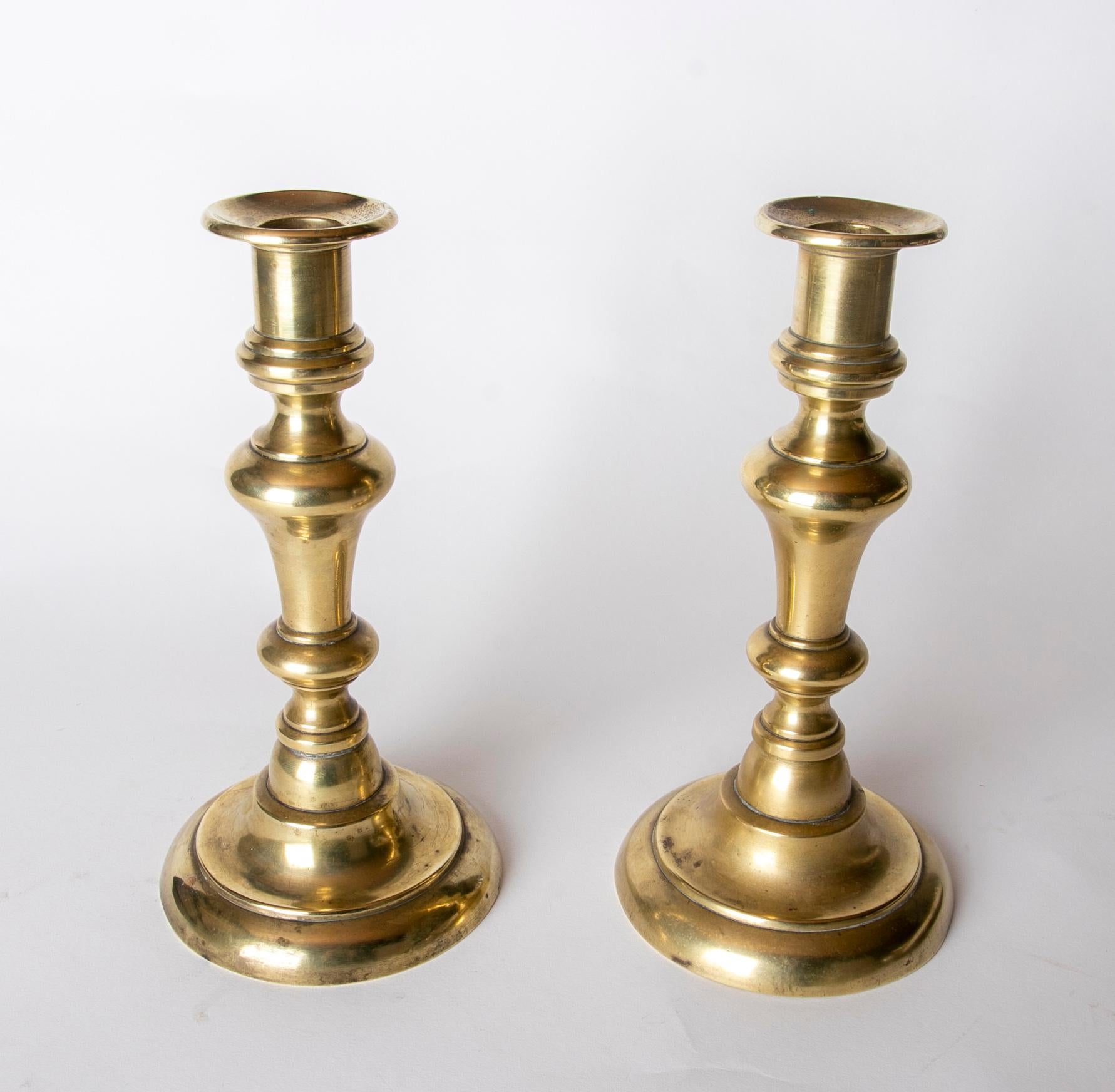 Spanish Pair of Bronze Candlesticks  For Sale 11