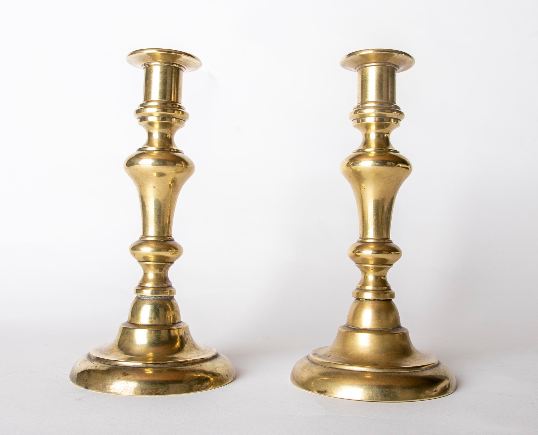 Spanish Pair of Bronze Candlesticks  For Sale 12