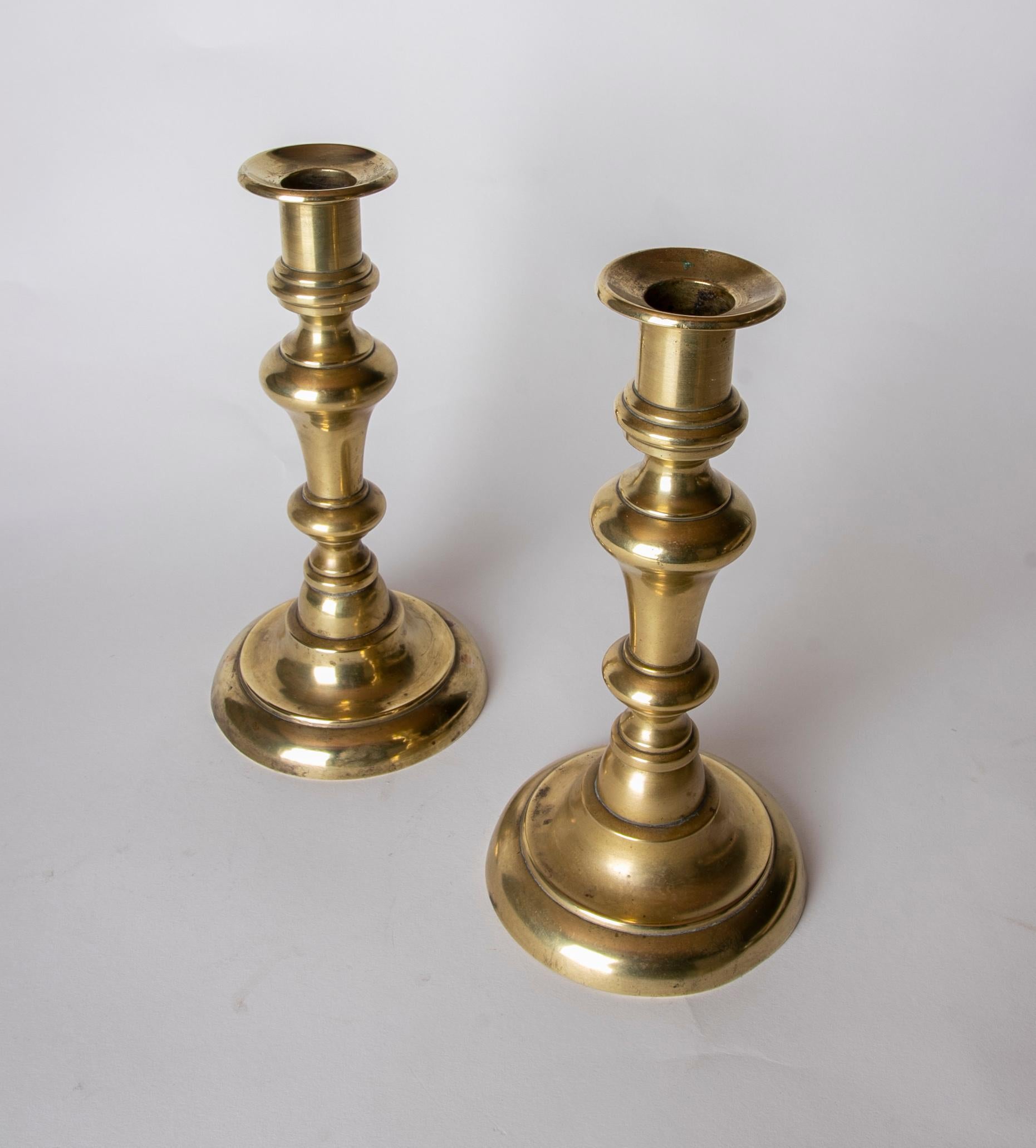 20th Century Spanish Pair of Bronze Candlesticks  For Sale