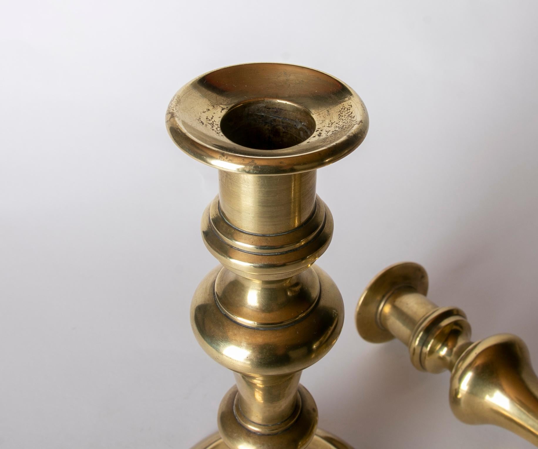 Spanish Pair of Bronze Candlesticks  For Sale 3