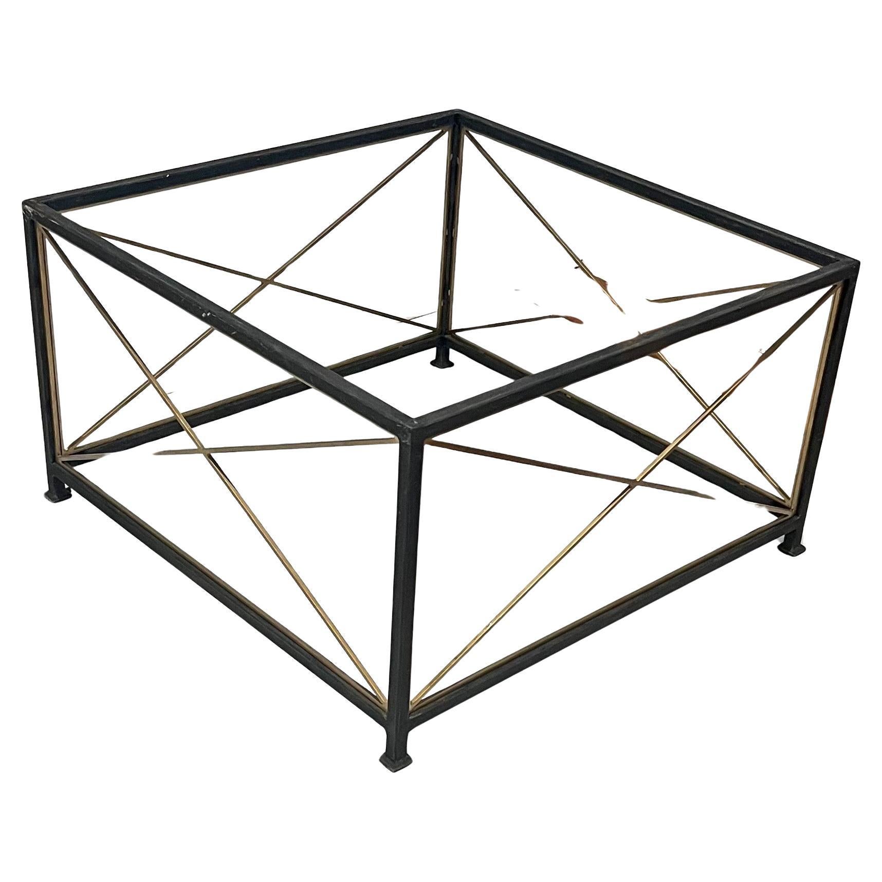 Neoclassical Spanish Pair of End Cocktail Coffee Tables in Marble & Metal Frames In/Outdoors For Sale