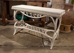 Spanish Pair of Handmade Wicker Consoles Lacquered in White Colour