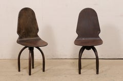Spanish Pair of Iron Swivel Chairs on Spider-Style Legs, Industrial-Chic