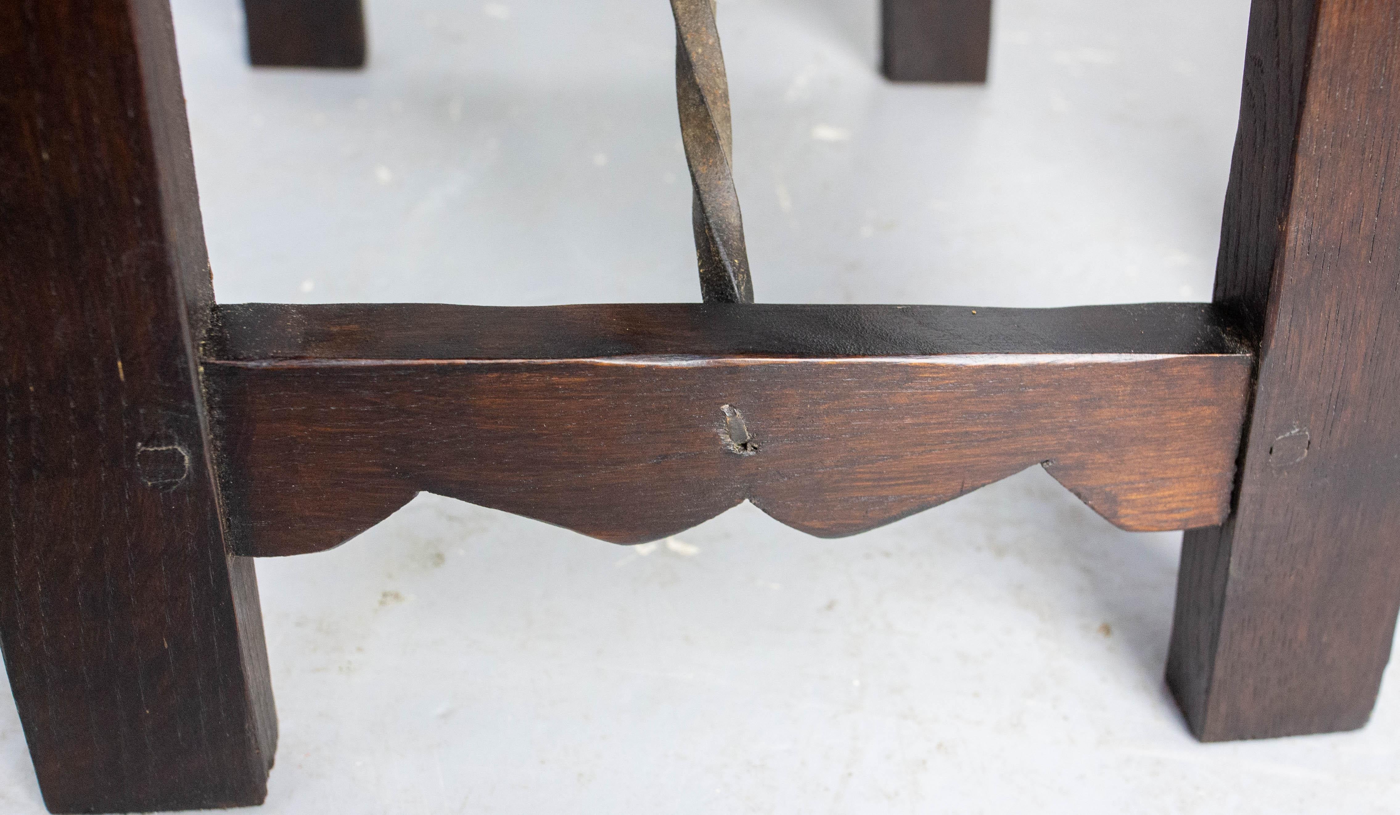 Spanish Pair of Nightstand Bedside Table Oak, Midcentury For Sale 5