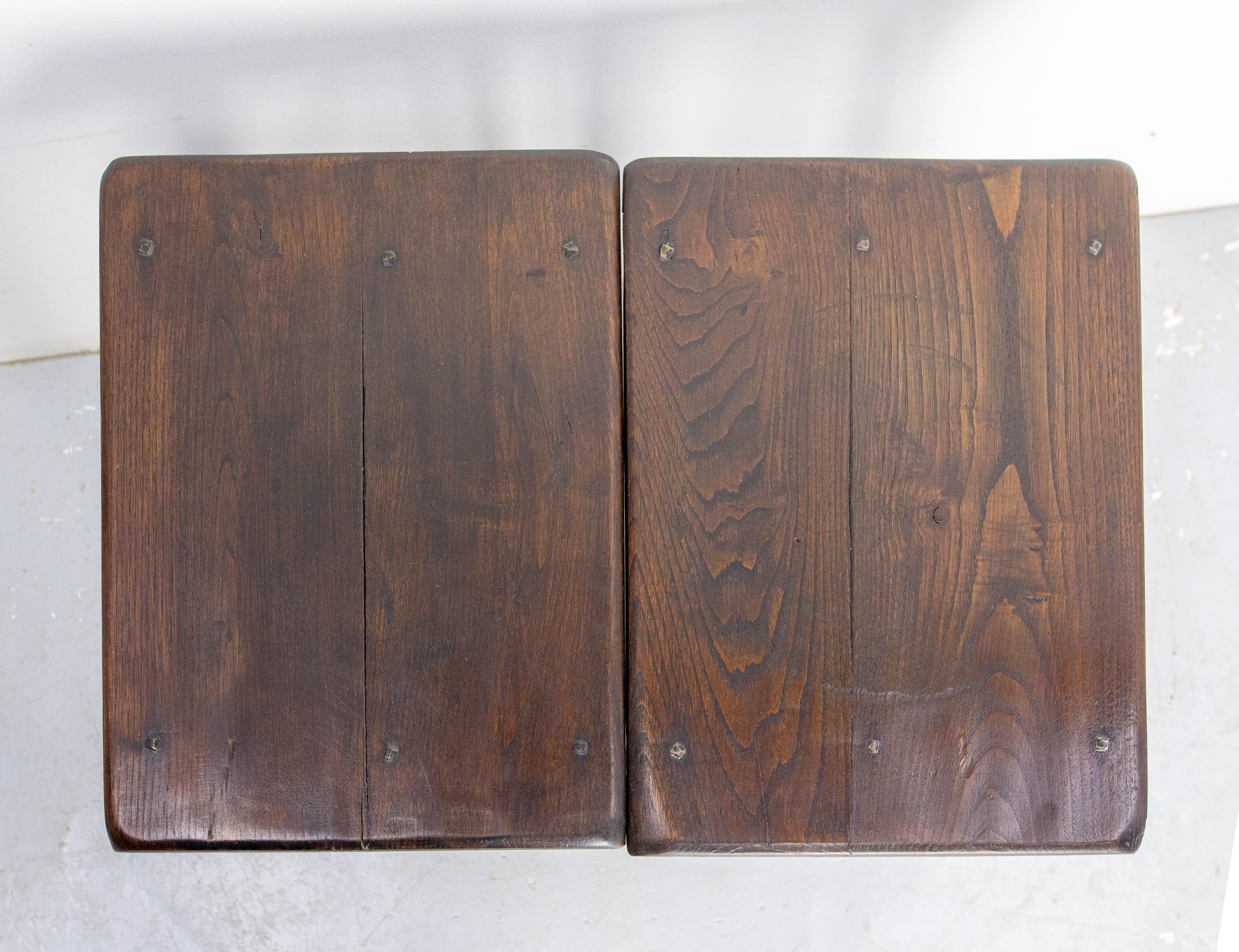 20th Century Spanish Pair of Nightstand Bedside Table Oak, Midcentury For Sale