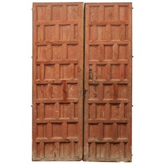 Spanish Pair of Paneled Doors with Original Hardware, Turn 18th-19th Century