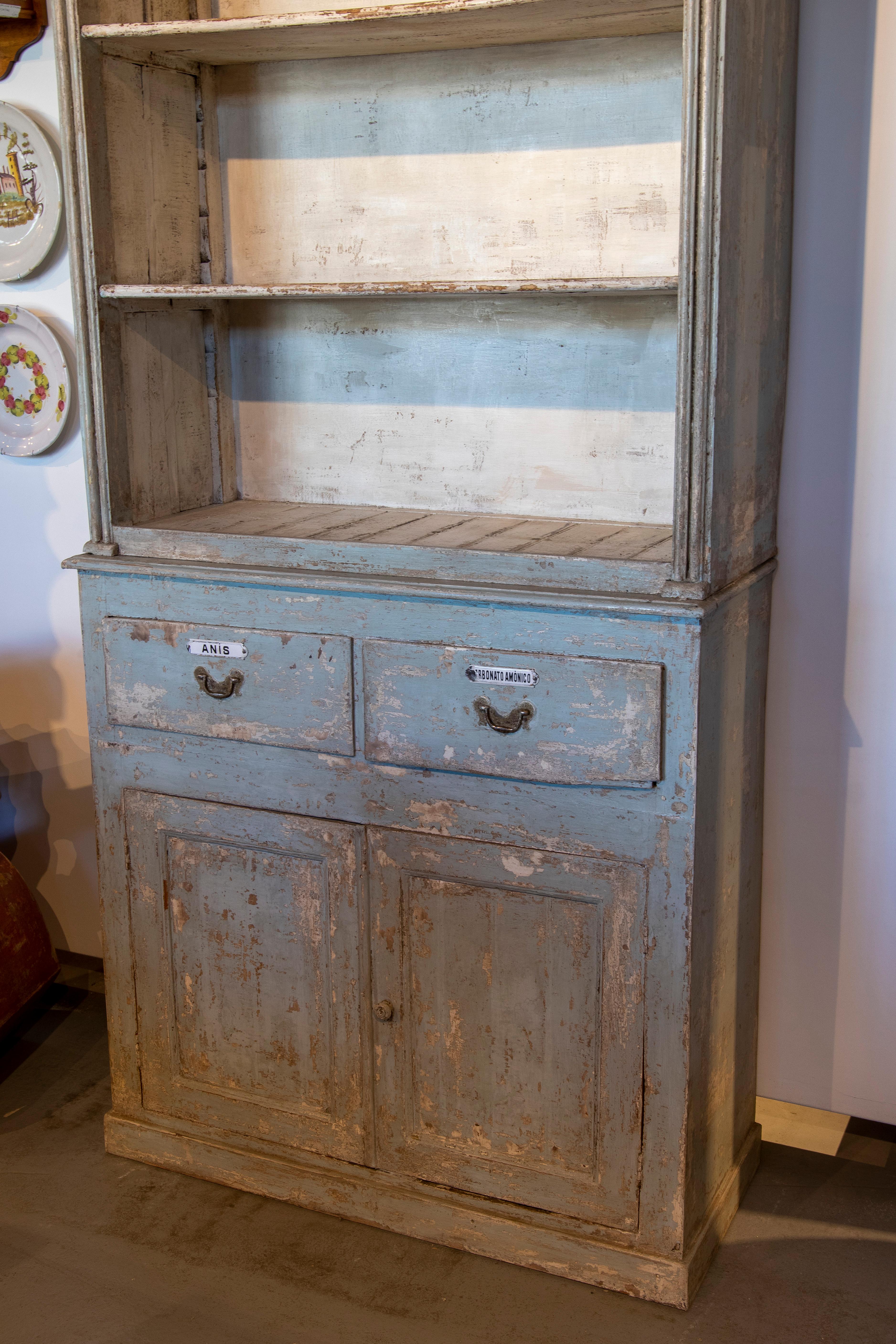 Spanish Pair of Wooden Bookcases with Shelves Doors and Drawers 8