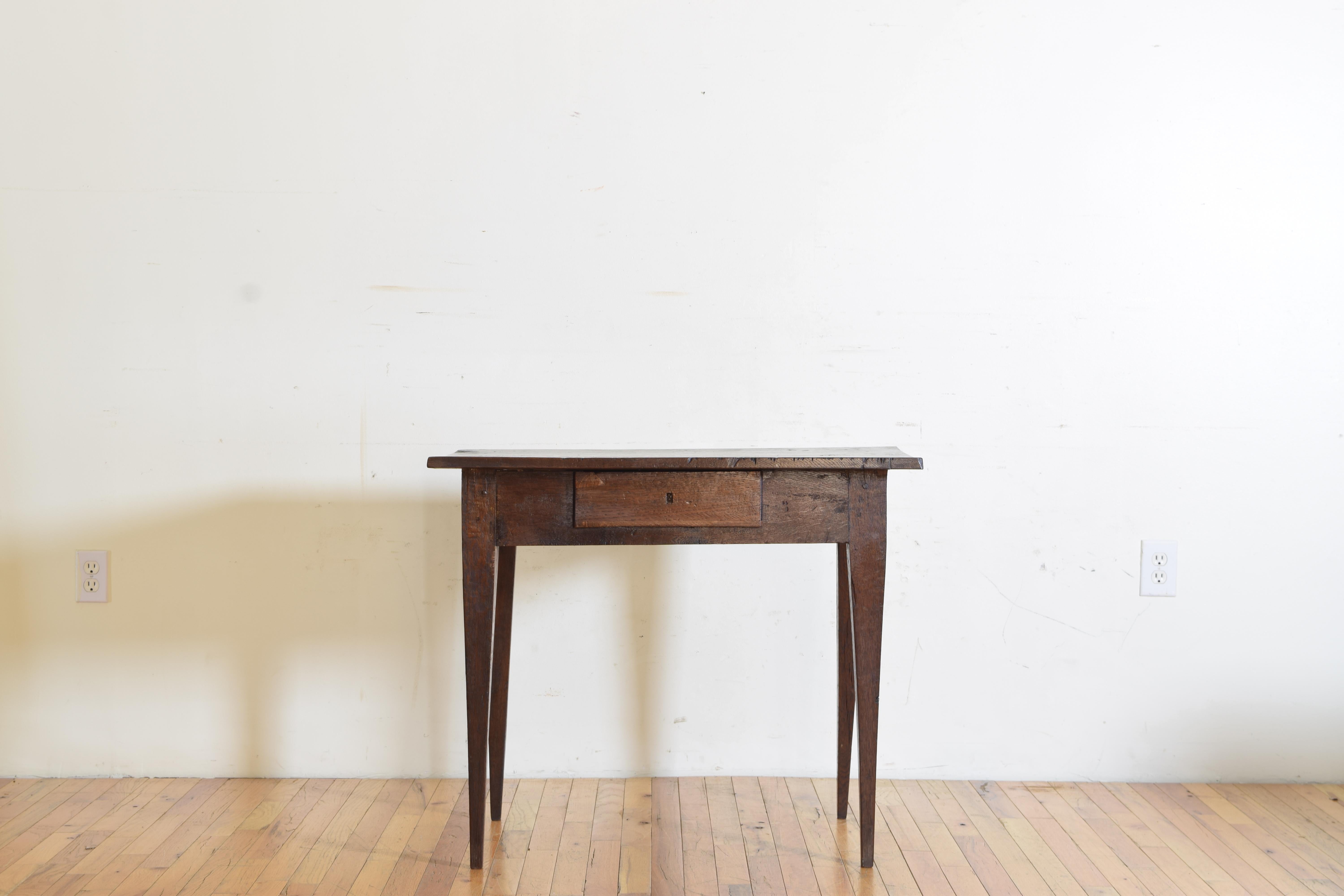 Neoclassical Spanish, Pamplona, Neoclassic Rustic Oak Side Table, Late 18th-Early 19th Cent.