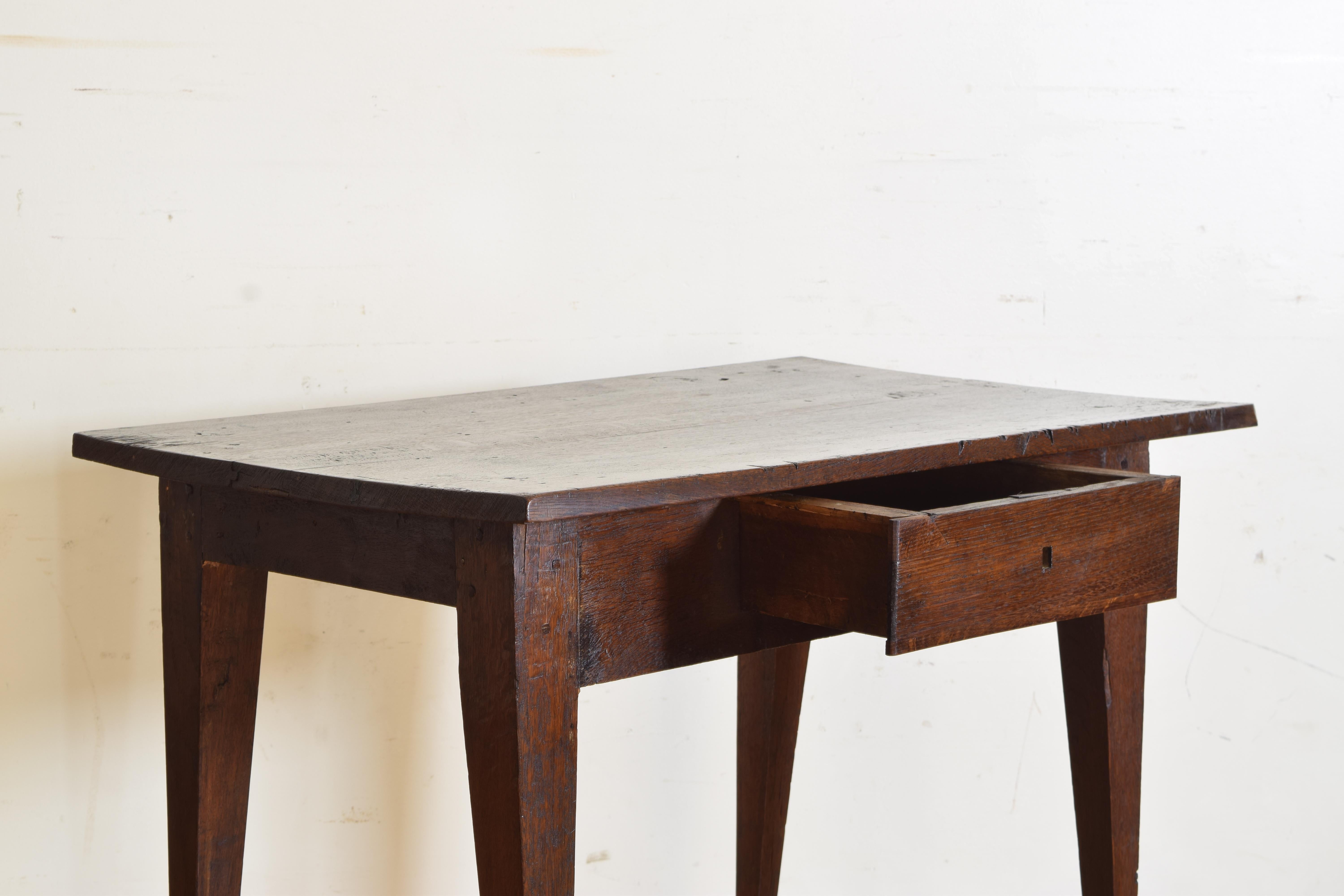 19th Century Spanish, Pamplona, Neoclassic Rustic Oak Side Table, Late 18th-Early 19th Cent.