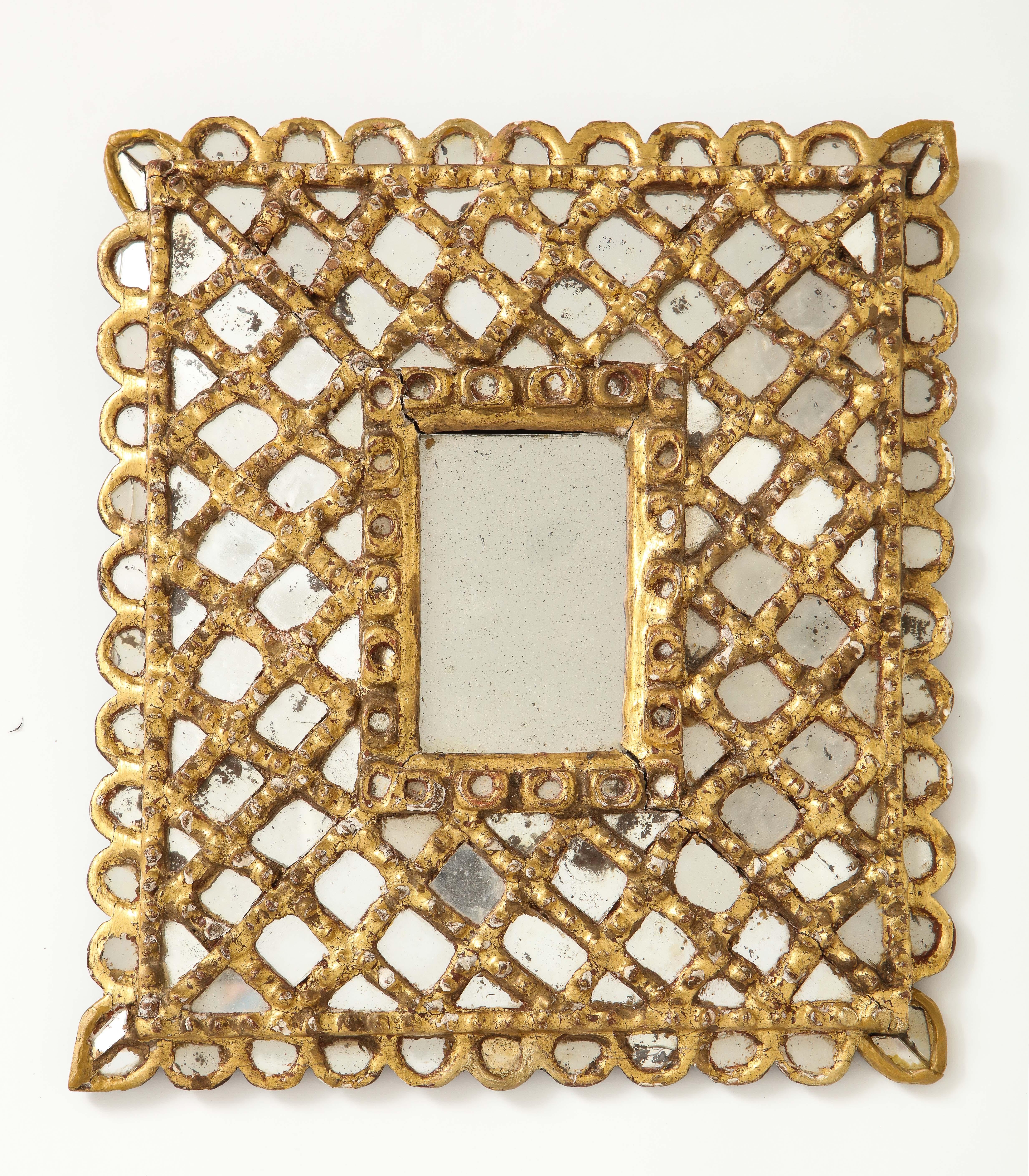 Spanish Petite Gilded and Carved Wood Mirror 6