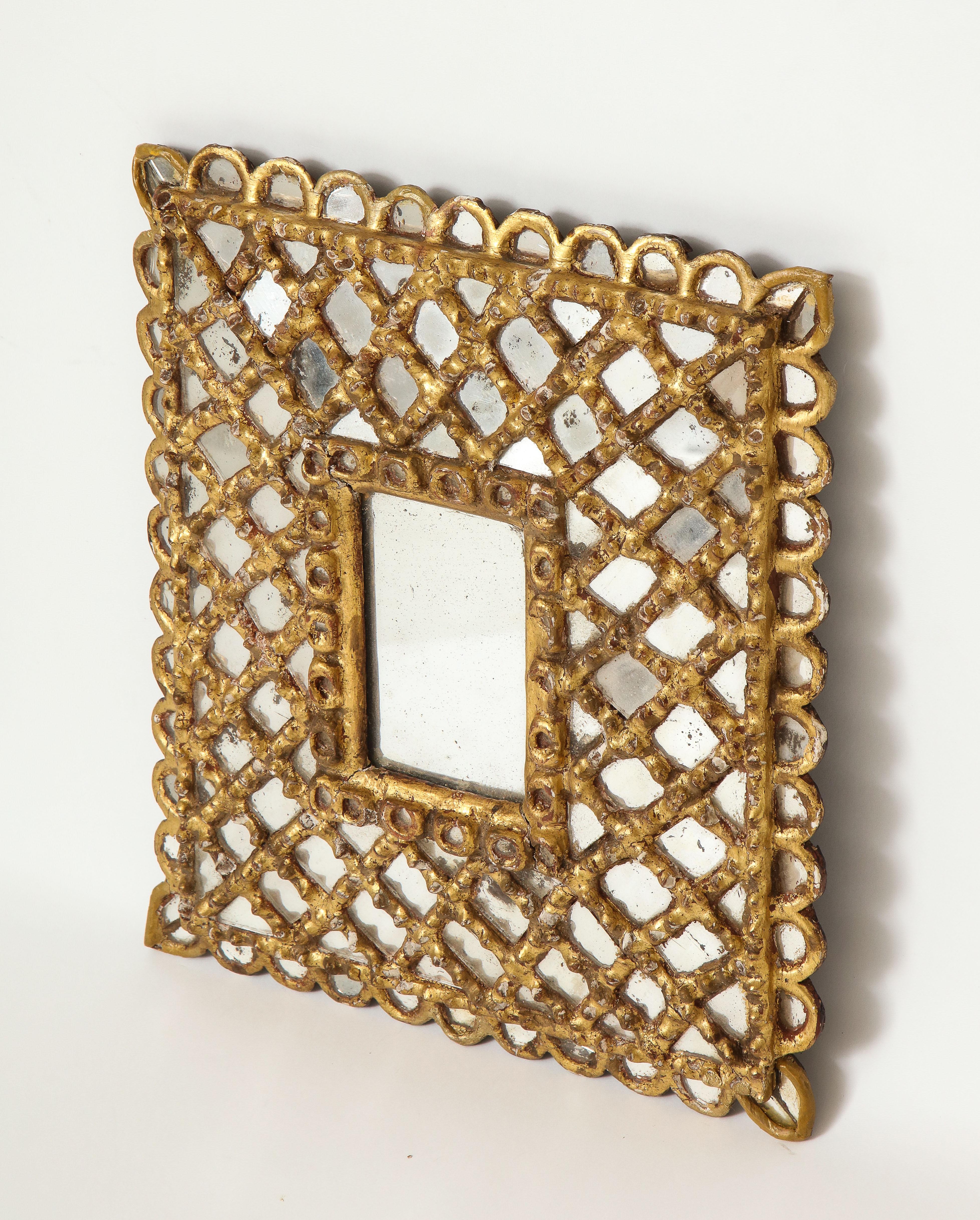 Spanish Petite Gilded and Carved Wood Mirror 2