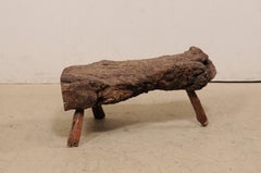 Spanish Petite-Sized Knobby Live-Edge Burl Wood Table or Stool on Limb Legs