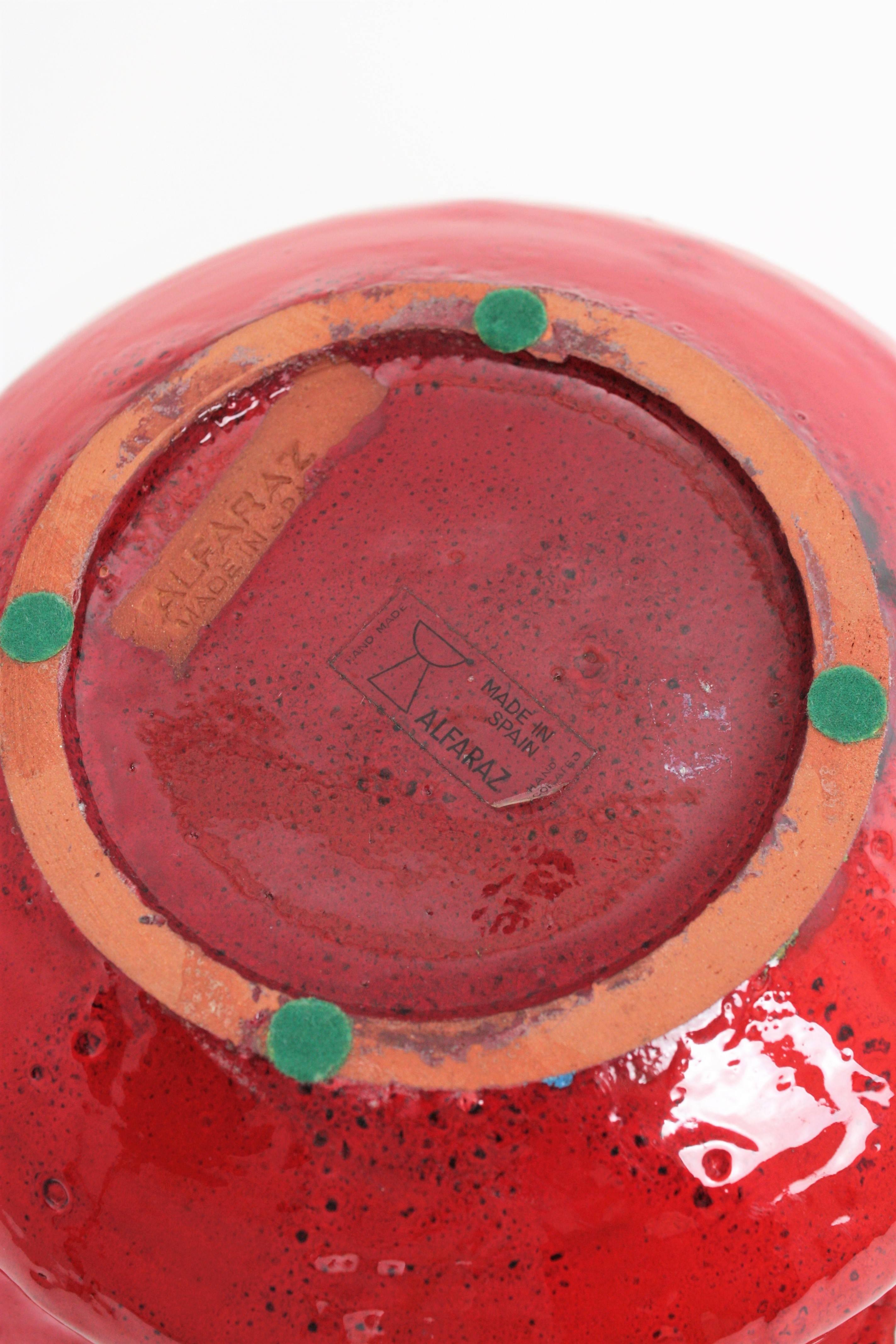 Spanish Picasso Era Red Ceramic Bird Shape Ashtray / Bowl, 1950s 3