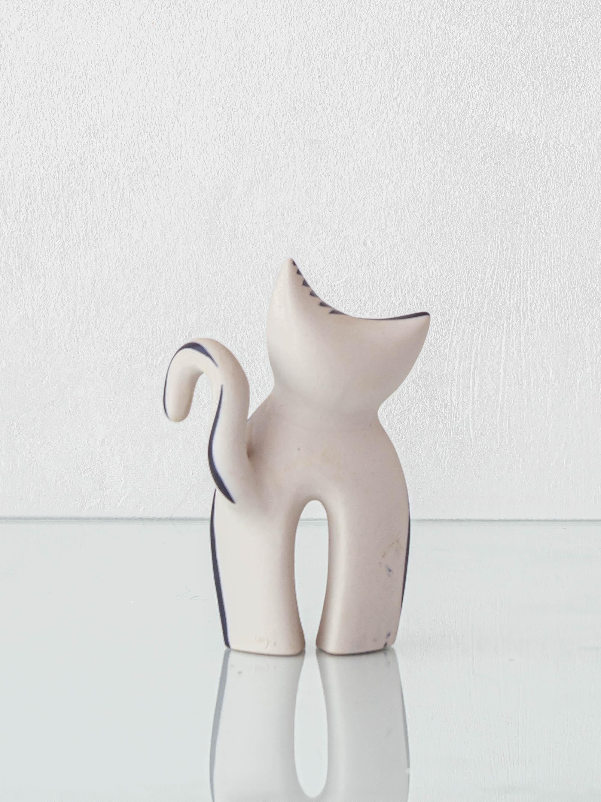 Mid-Century moderno Gatto cubista spagnolo in stile Picasso in ceramica di Otero Regal in vendita