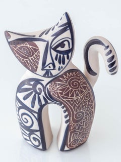 Gatto cubista spagnolo in stile Picasso in ceramica di Otero Regal