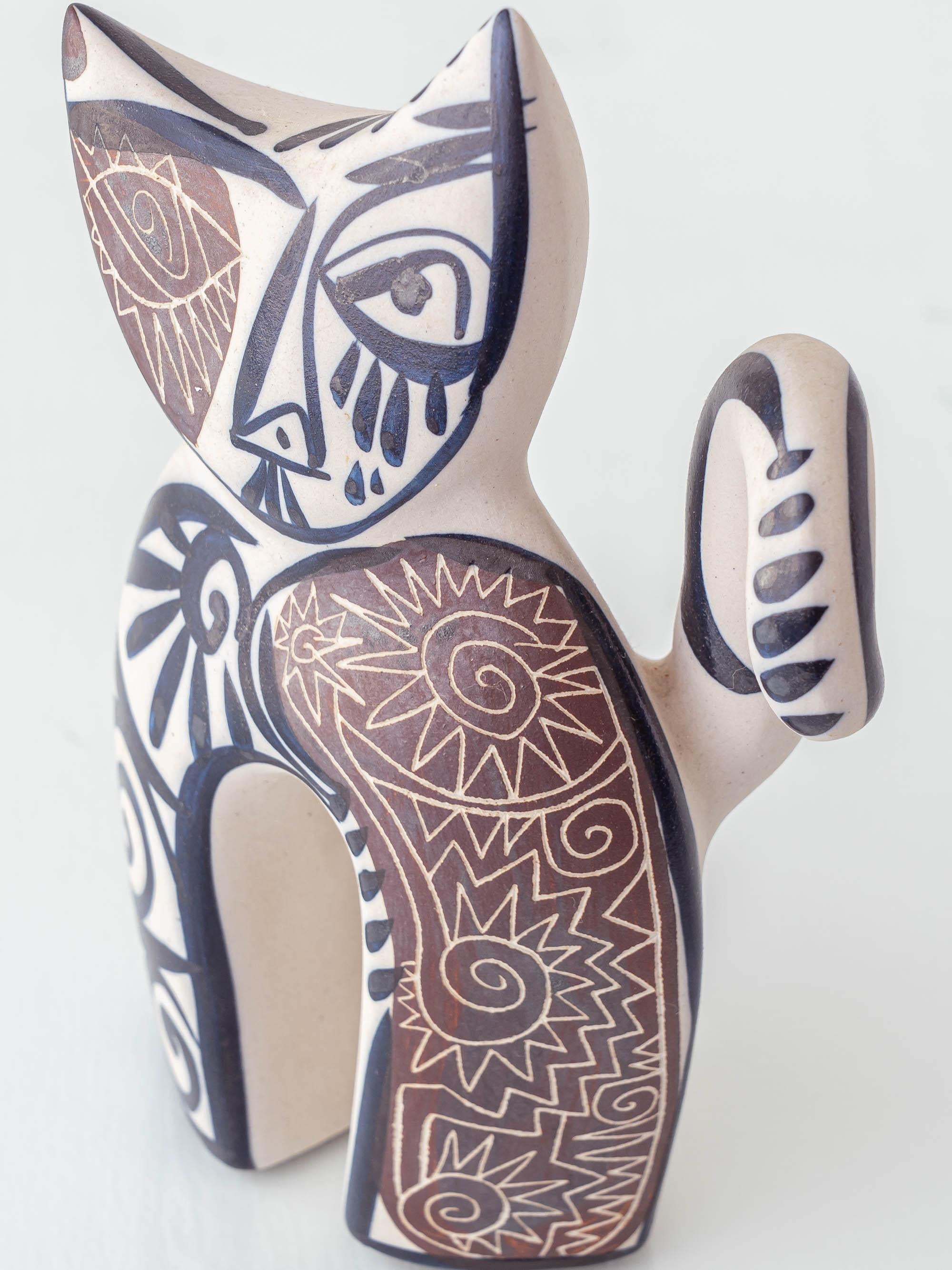 Gatto cubista spagnolo in stile Picasso in ceramica di Otero Regal In condizioni buone in vendita a AMSTERDAM, NL