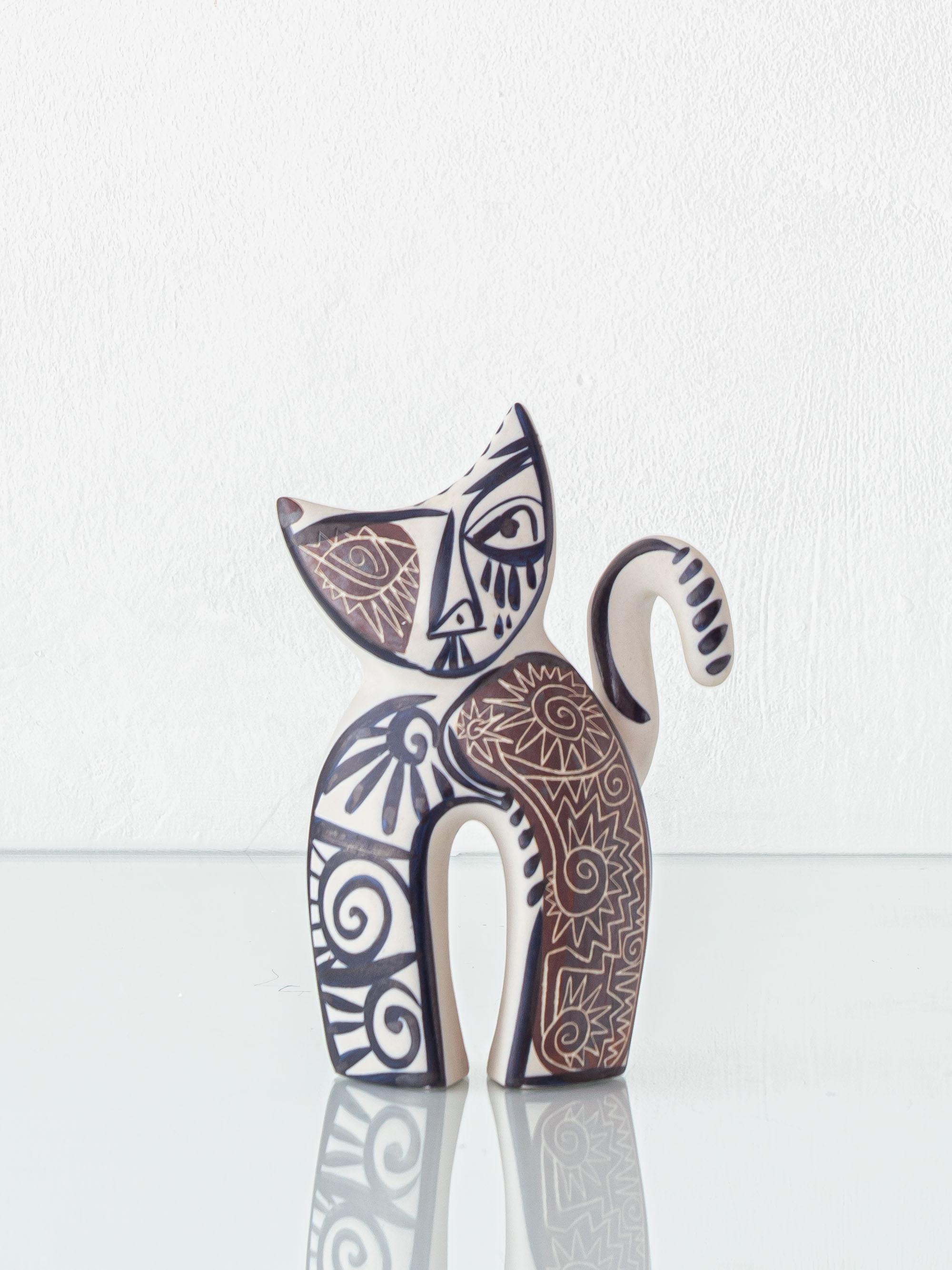 Gatto cubista spagnolo in stile Picasso in ceramica di Otero Regal in vendita 1