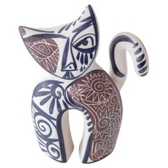 Gatto cubista spagnolo in stile Picasso in ceramica di Otero Regal