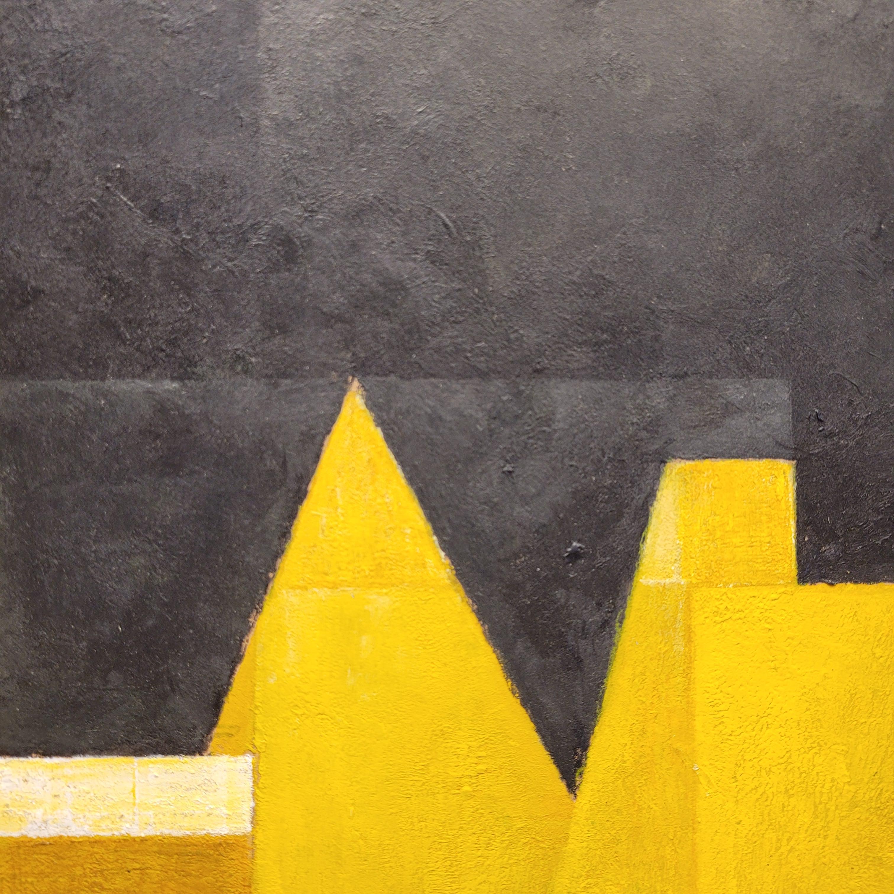 Spanish pictorial work Yellow black Encáustica water “Lateral movement”, J. Send 8