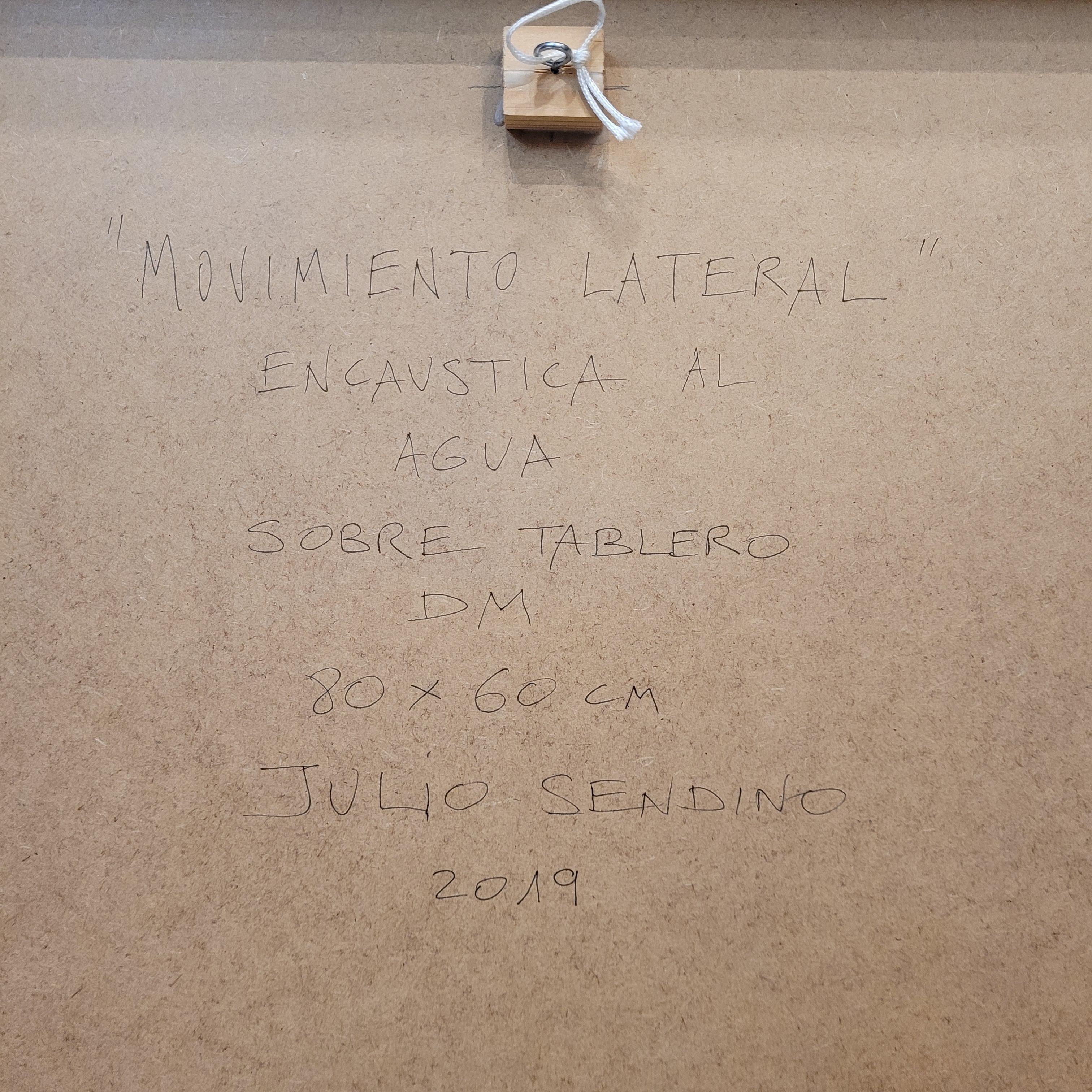 Spanish pictorial work Yellow black Encáustica water “Lateral movement”, J. Send 13