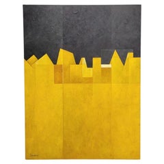 Spanish pictorial work Yellow black Encáustica water “Lateral movement”, J. Send