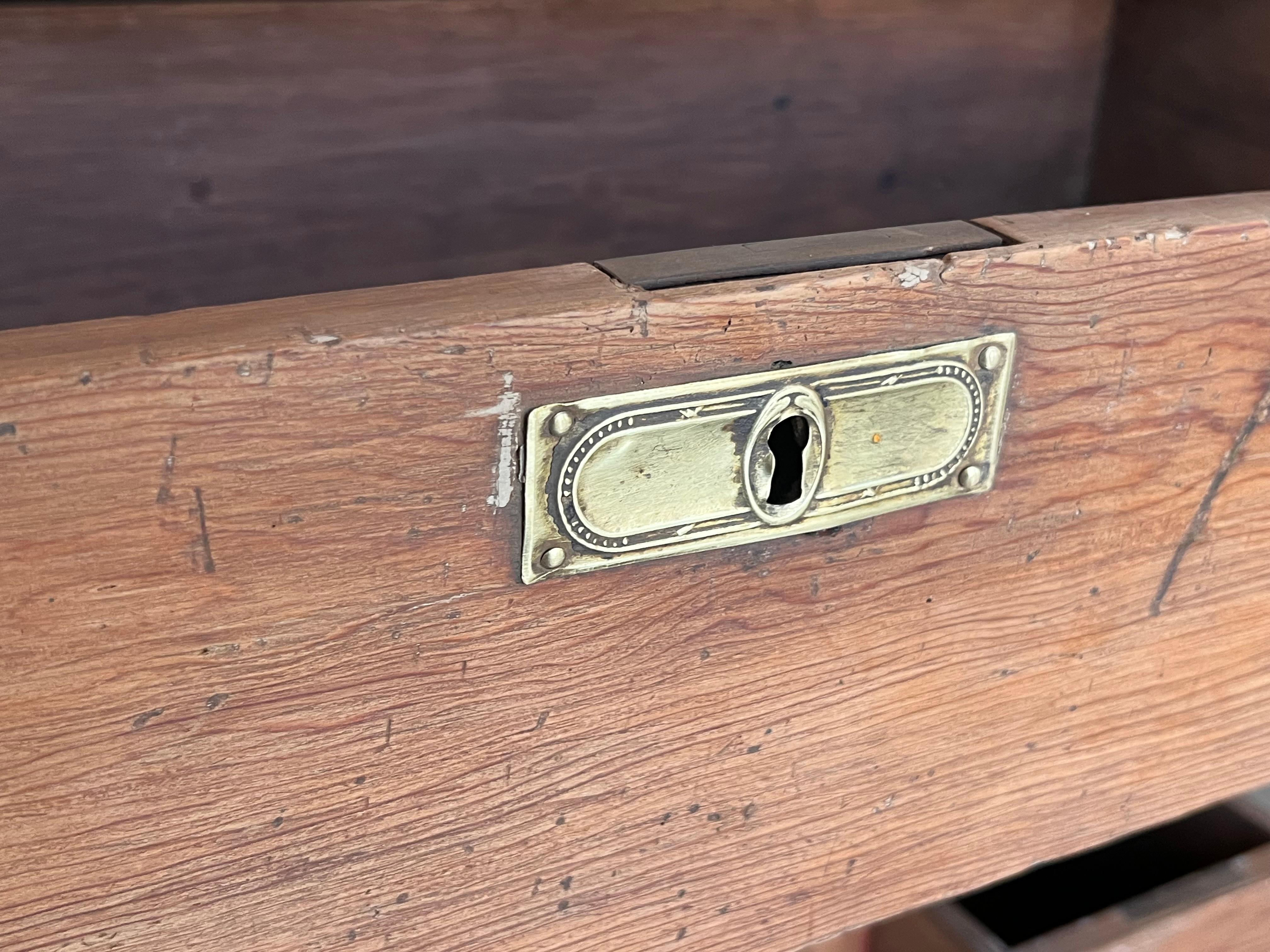 Spanish Pine Campaign Desk Or Console Table circa 1890 For Sale 9