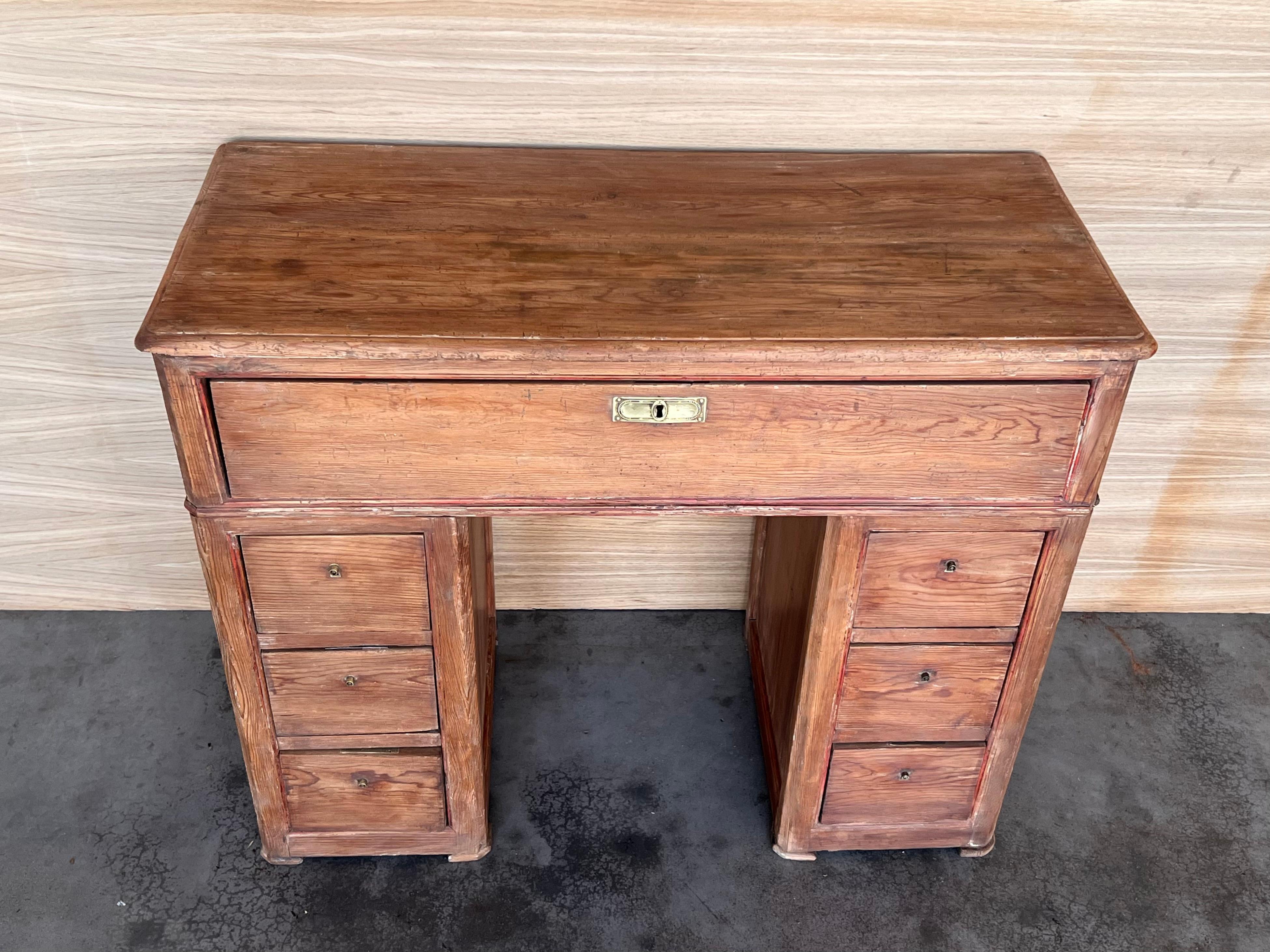 20th Century Spanish Pine Campaign Desk Or Console Table circa 1890 For Sale
