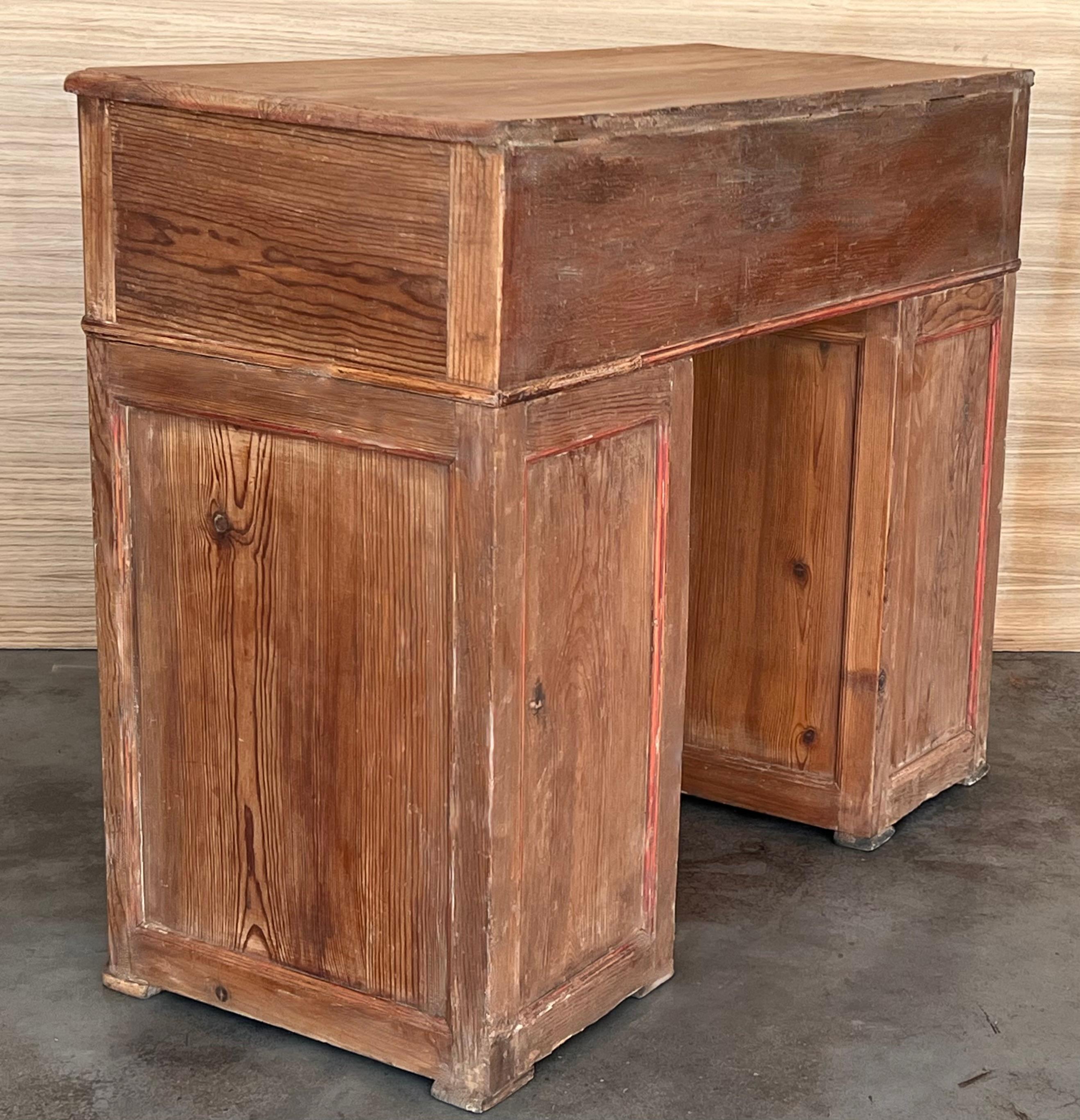 Spanish Pine Campaign Desk Or Console Table circa 1890 For Sale 1