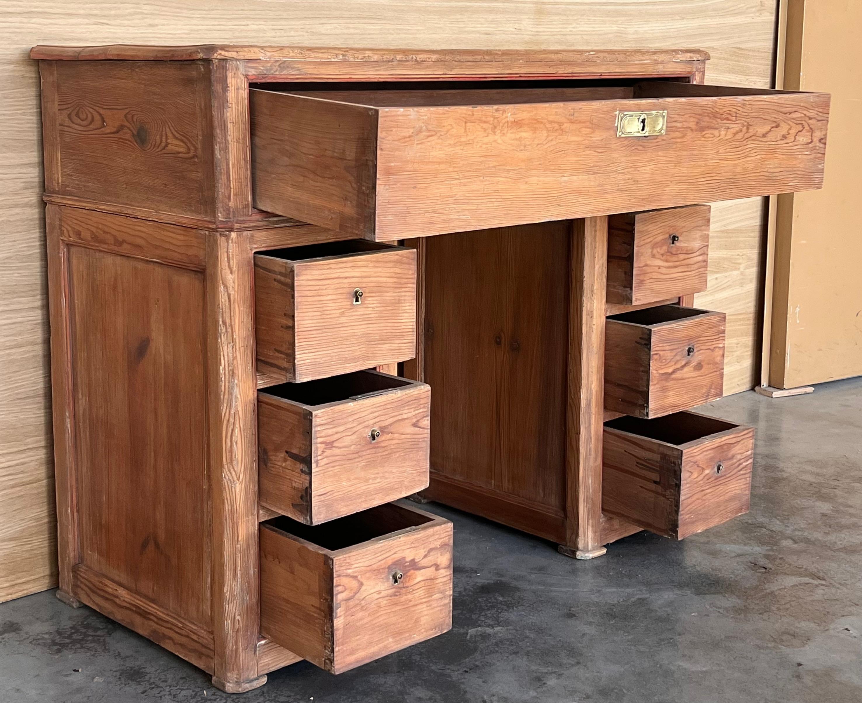 Spanish Pine Campaign Desk Or Console Table circa 1890 For Sale 2