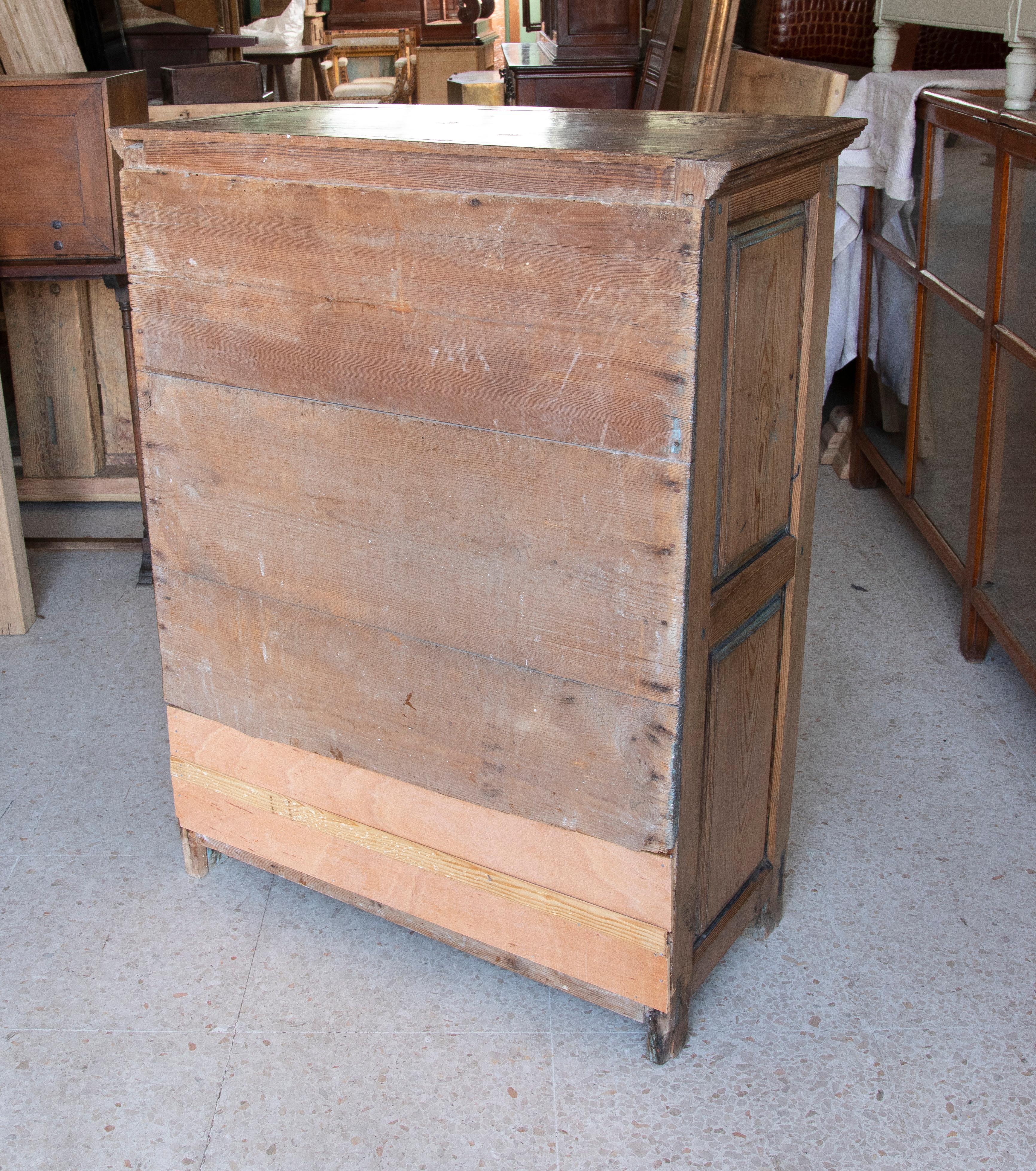 20th Century Spanish Pinewood Kitchen Cupboard-Cabinet with Doors  For Sale