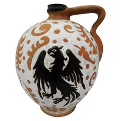 Terracotta Art Pottery Pitcher Slipware Eagle Spanish Jug Iberia