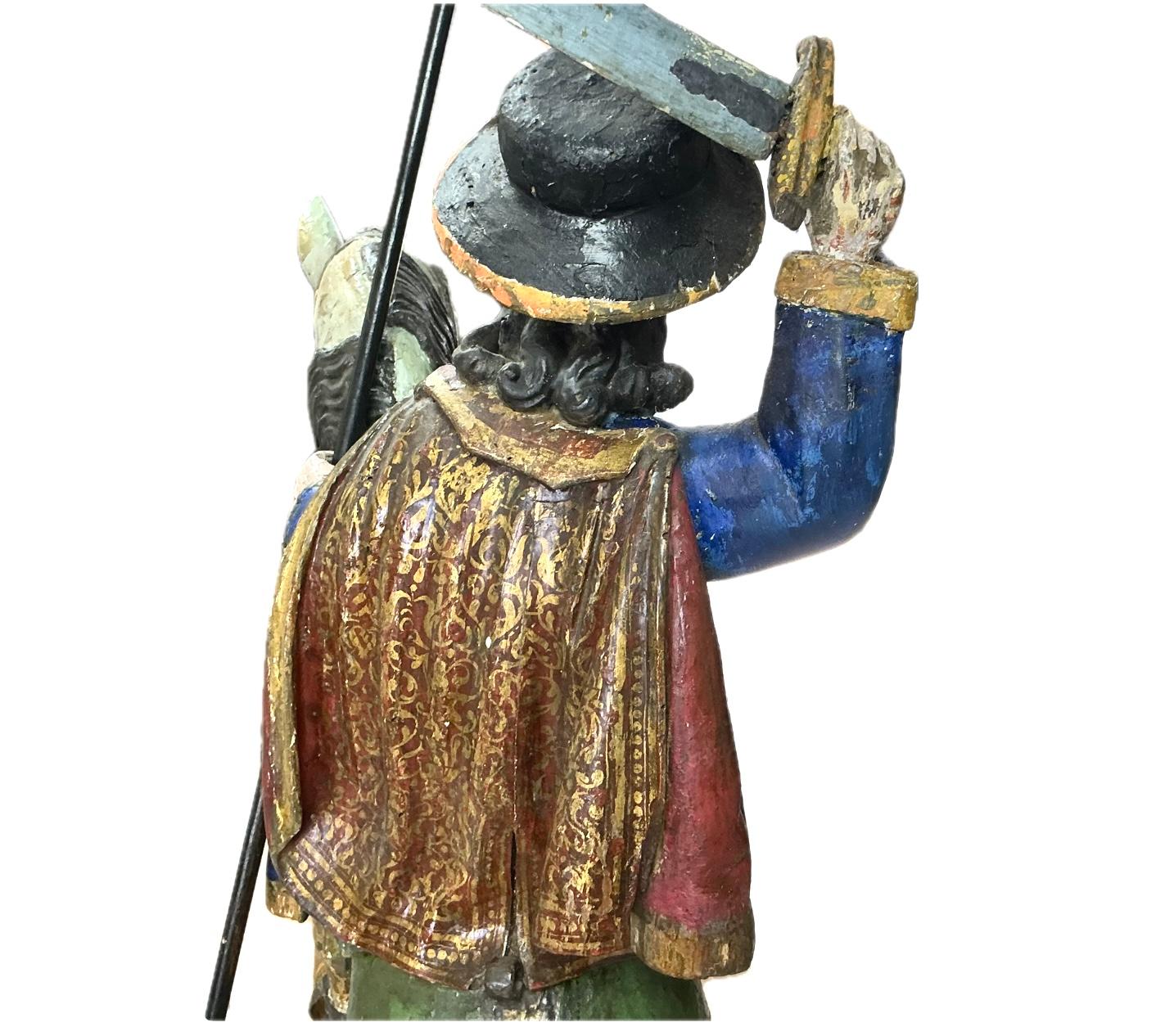 Espagnol Sculpture espagnole en bois polychrome représentant Santiago Matamoros en vente